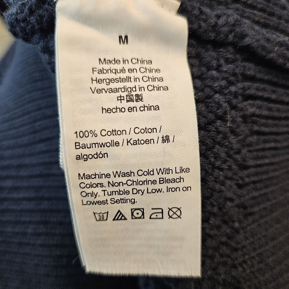 J.CREW Cotton half-zip sweater in rustic moss stitch Size Medium Navy - Picture 8 of 9